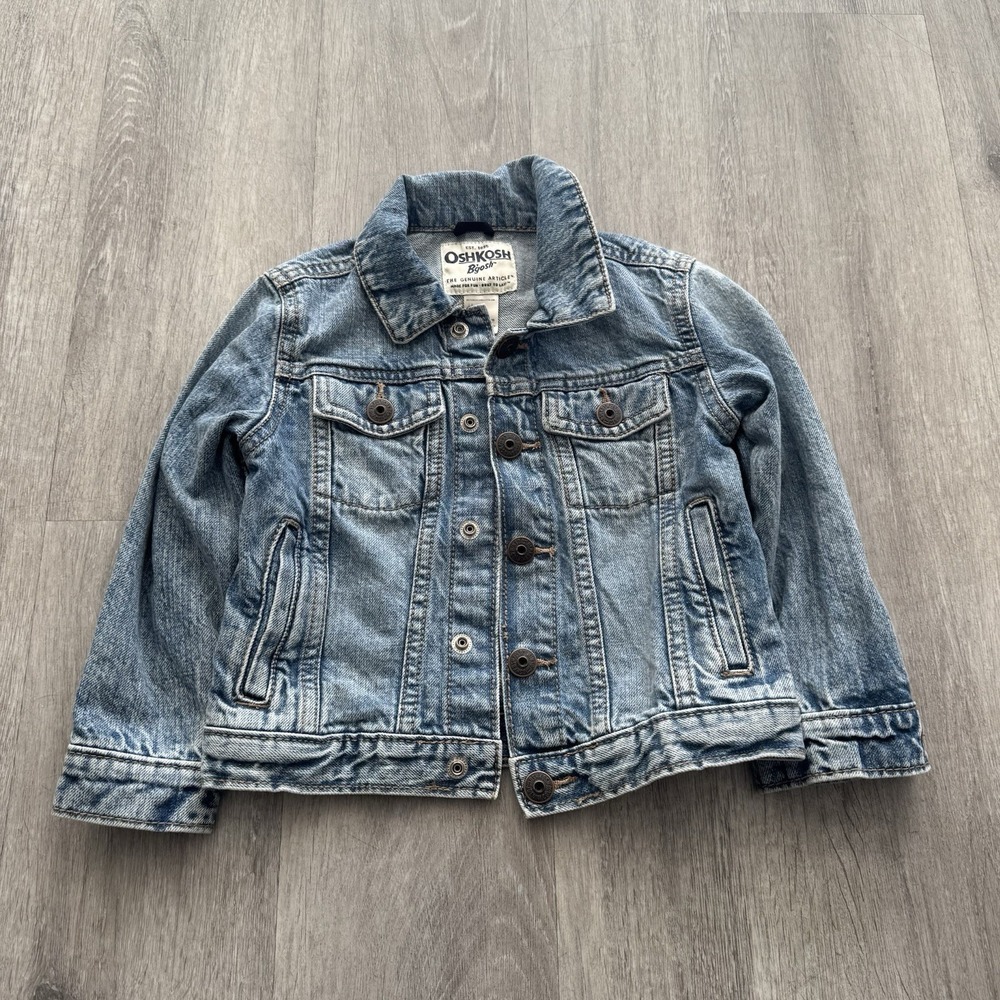 OshKosh B'gosh Denim Jacket Sz 2T Snap Front Light Wash Jean Jacket Boy Girl Vtg